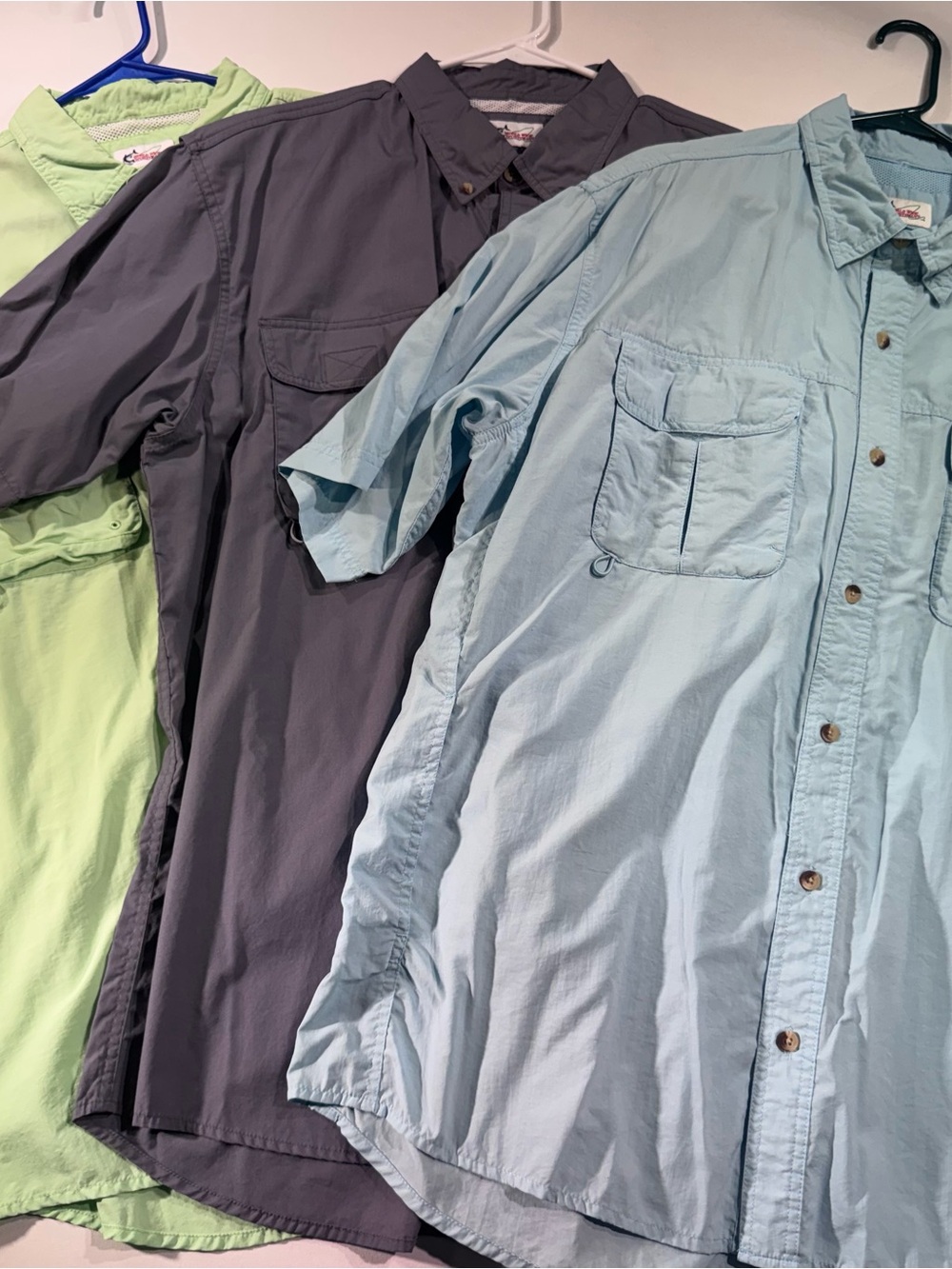 WORLD WIDE SPORTSMAN Men’s Fishing Shirt Bundle (3),Blue-Green-Gray Vented, XL